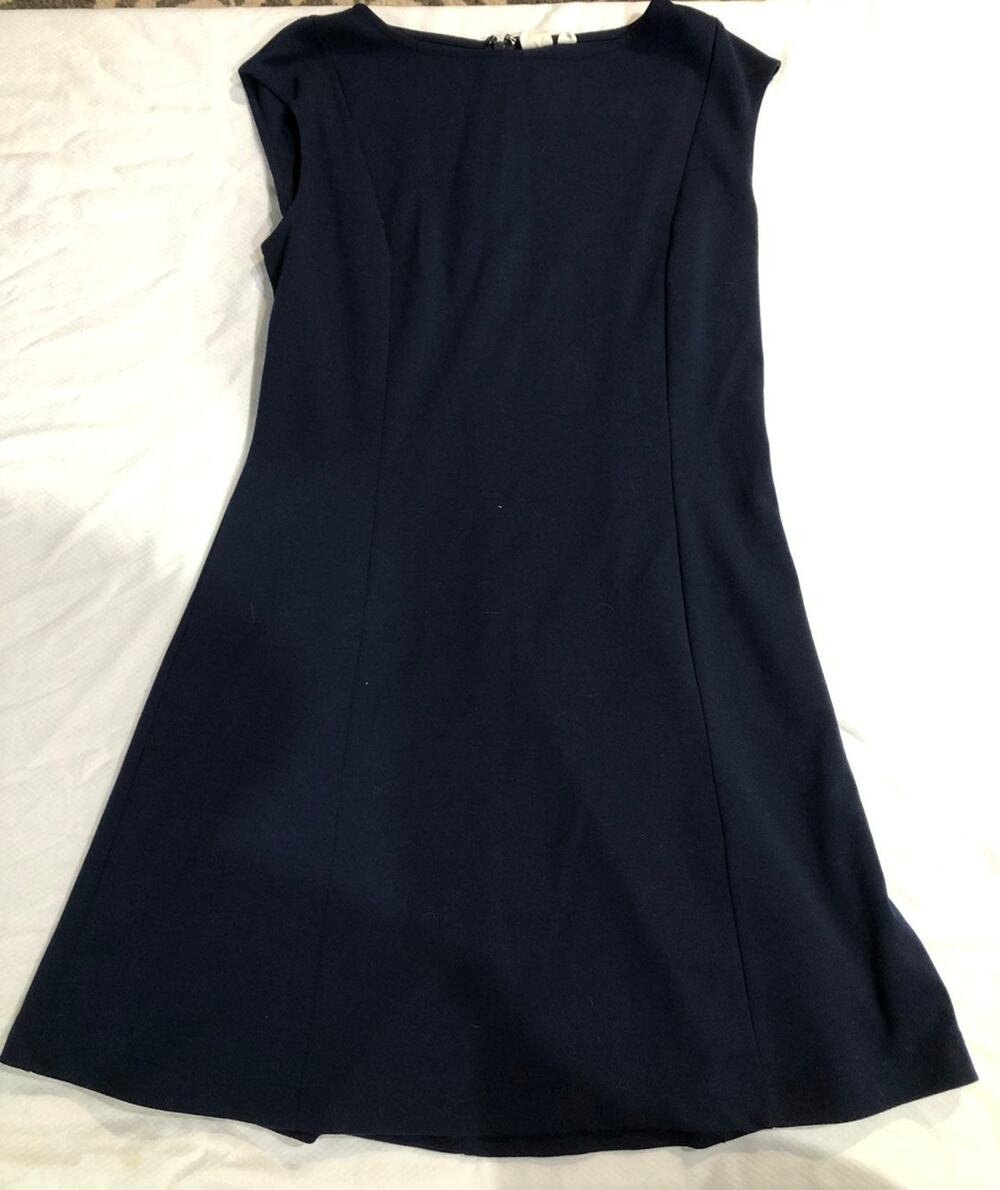 GAP women's navy blue fitted flare dress size 10 zipper back